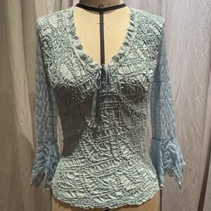 Ann Ferriday Rare VTG Stock Silk Embroidered Pucker , Mesh, Lace Top S